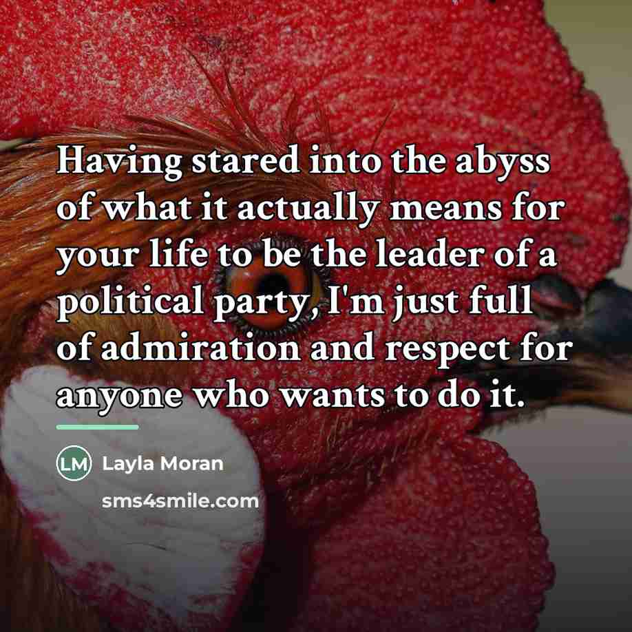 “Having stared into the abyss of what it actually means…” quote by Layla Moran