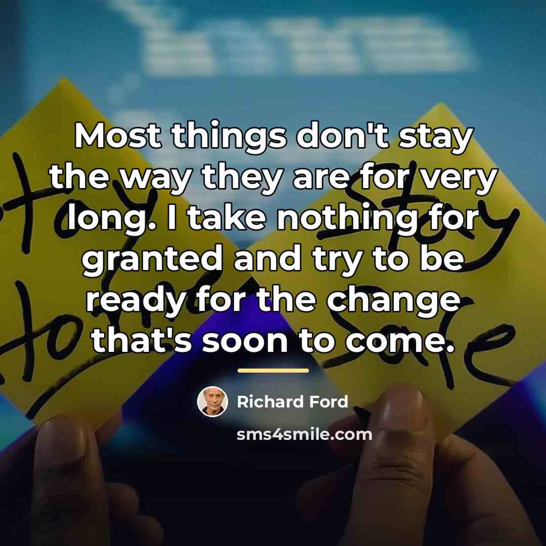 “Most things don't stay the way they are for very…” quote by Richard Ford