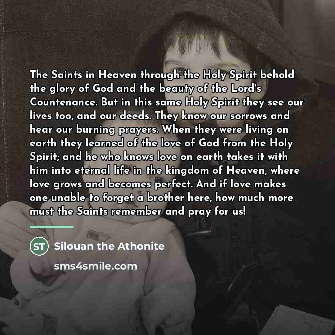“The Saints in Heaven through the Holy Spirit behold the…” quote by Silouan the Athonite