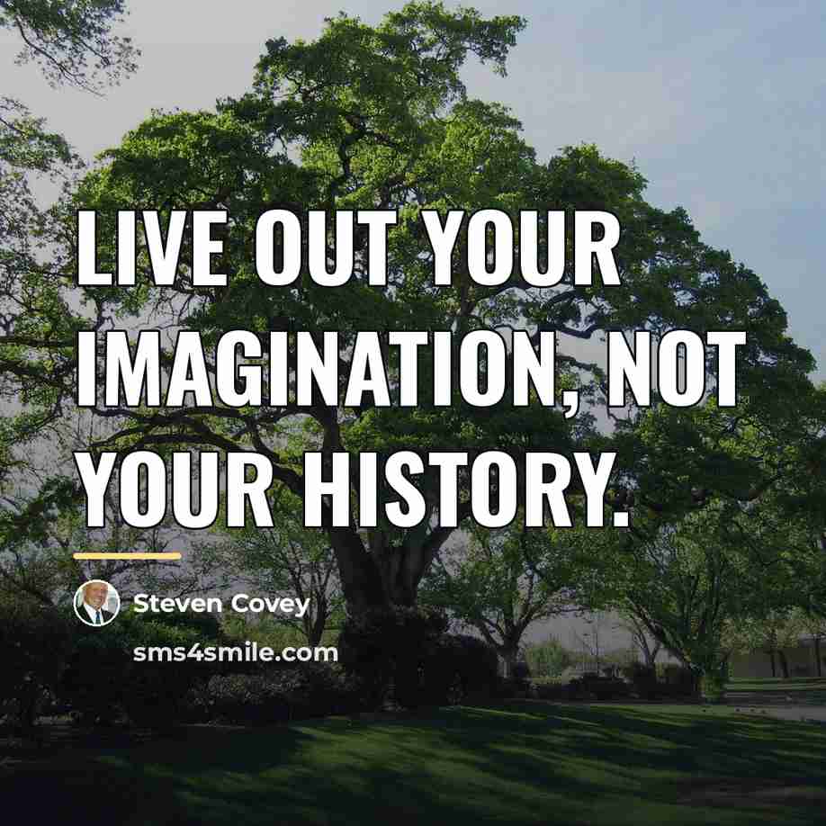 “Live out your imagination, not your history.…” quote by Steven Covey