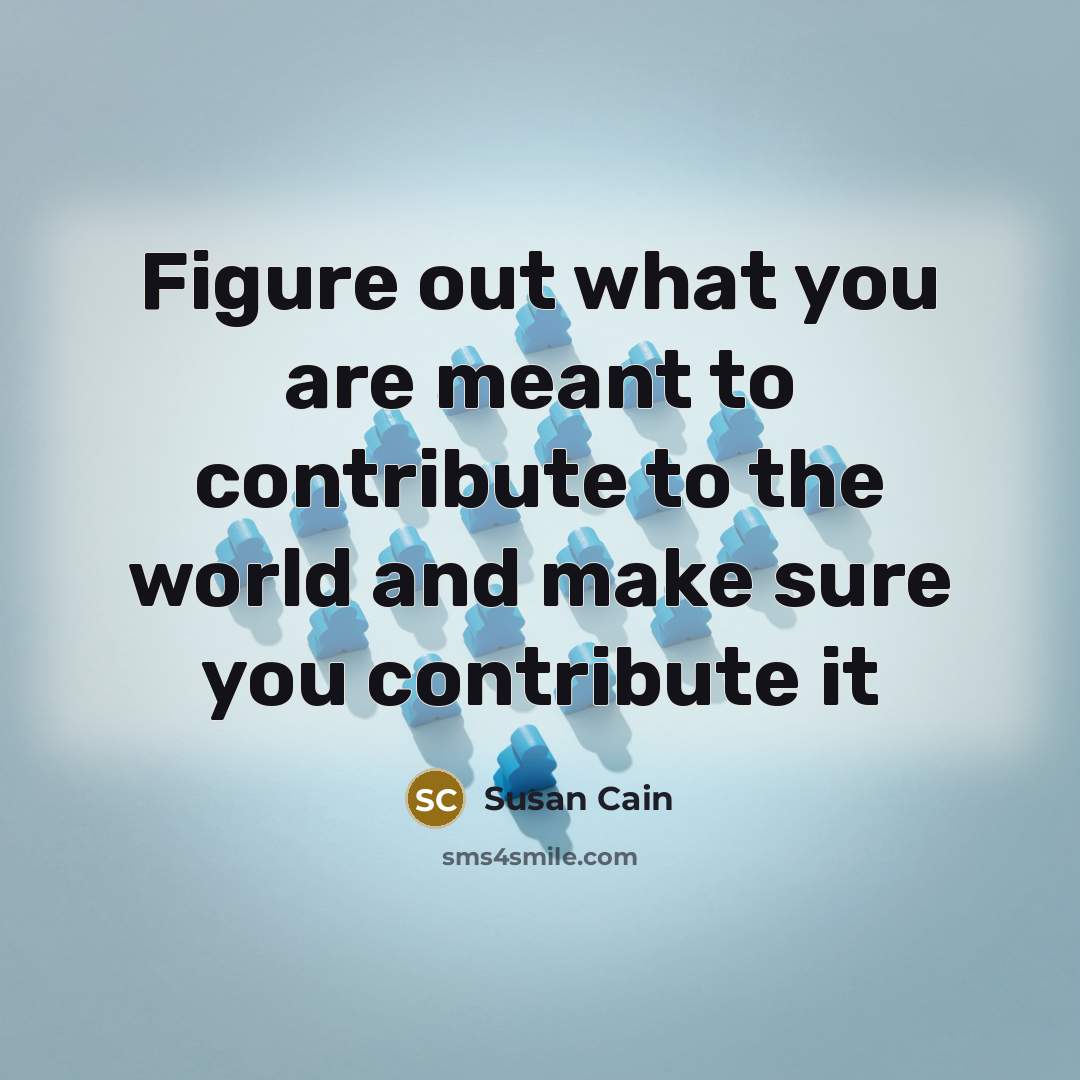“Figure out what you are meant to contribute to the world and make sure you contribute it” quote by Susan Cain