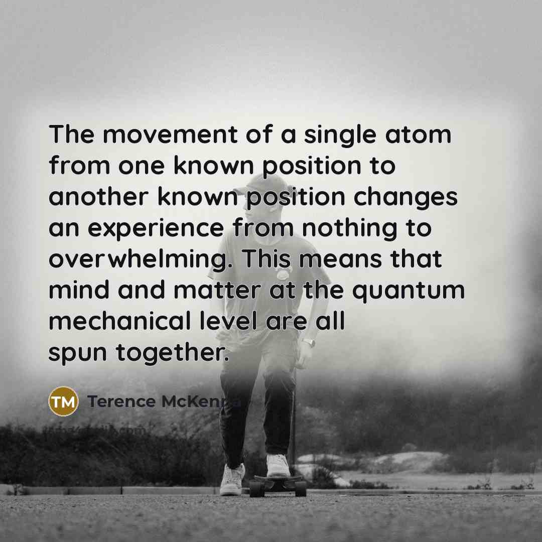 “The movement of a single atom from one known position…” quote by Terence McKenna
