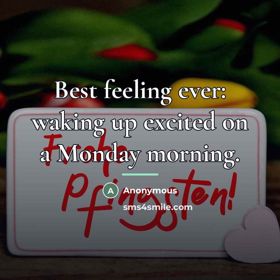 “Best feeling ever: waking up excited on a Monday morning.…” quote by Anonymous