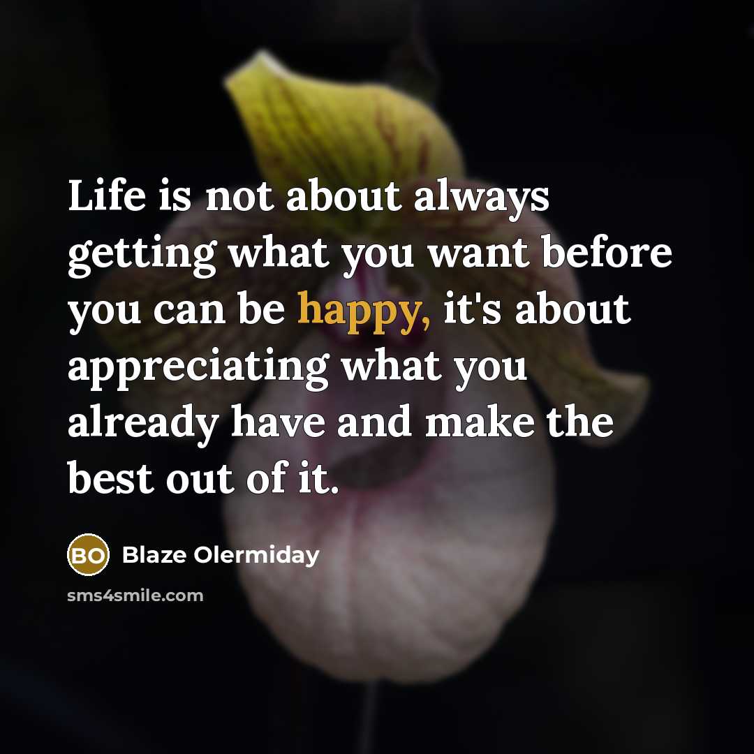 “Life is not about always getting what you want before…” quote by Blaze Olermiday