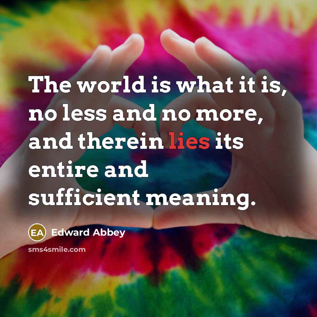 “The world is what it is, no less and no…” quote by Edward Abbey
