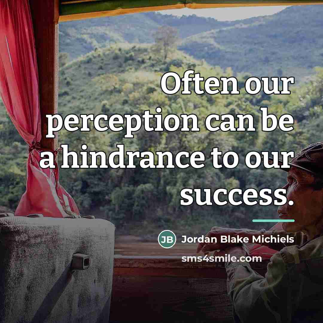 “Often our perception can be a hindrance to our success.…” quote by Jordan Blake Michiels