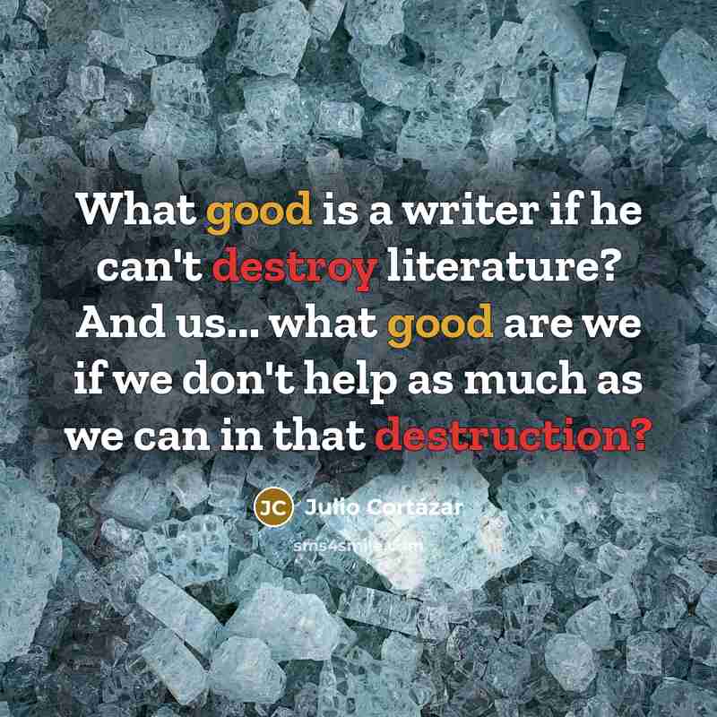 “What good is a writer if he can't destroy literature?…” quote by Julio Cortazar