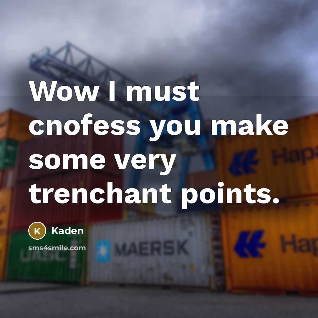 “Wow I must cnofess you make some very trenchant points.” quote by Kaden