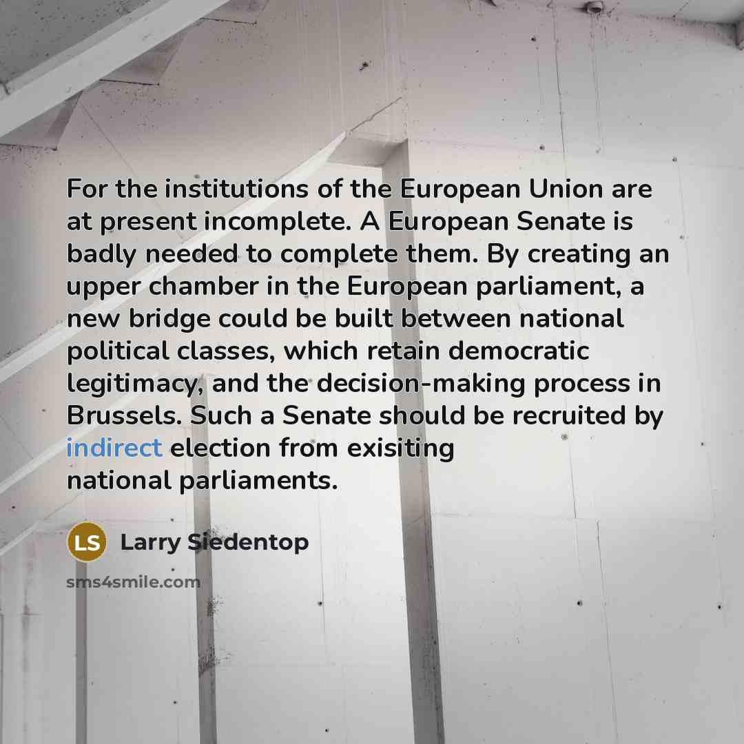 “For the institutions of the European Union are at present…” quote by Larry Siedentop
