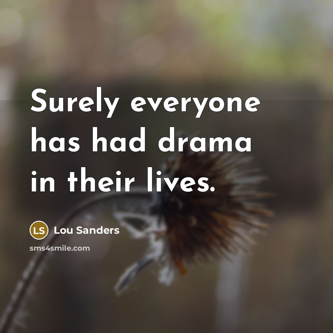 “Surely everyone has had drama in their lives.…” quote by Lou Sanders