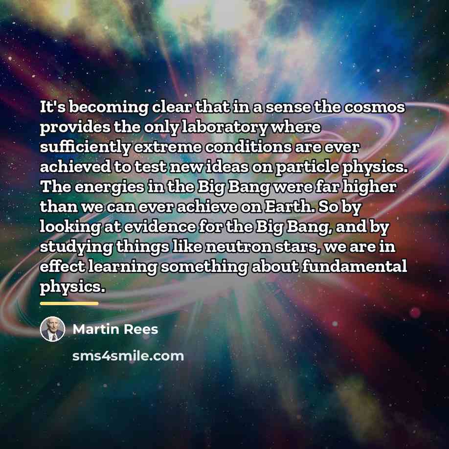 “It's becoming clear that in a sense the cosmos provides…” quote by Martin Rees