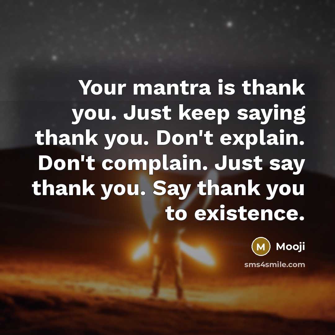 “Your mantra is thank you. Just keep saying thank you.…” quote by Mooji