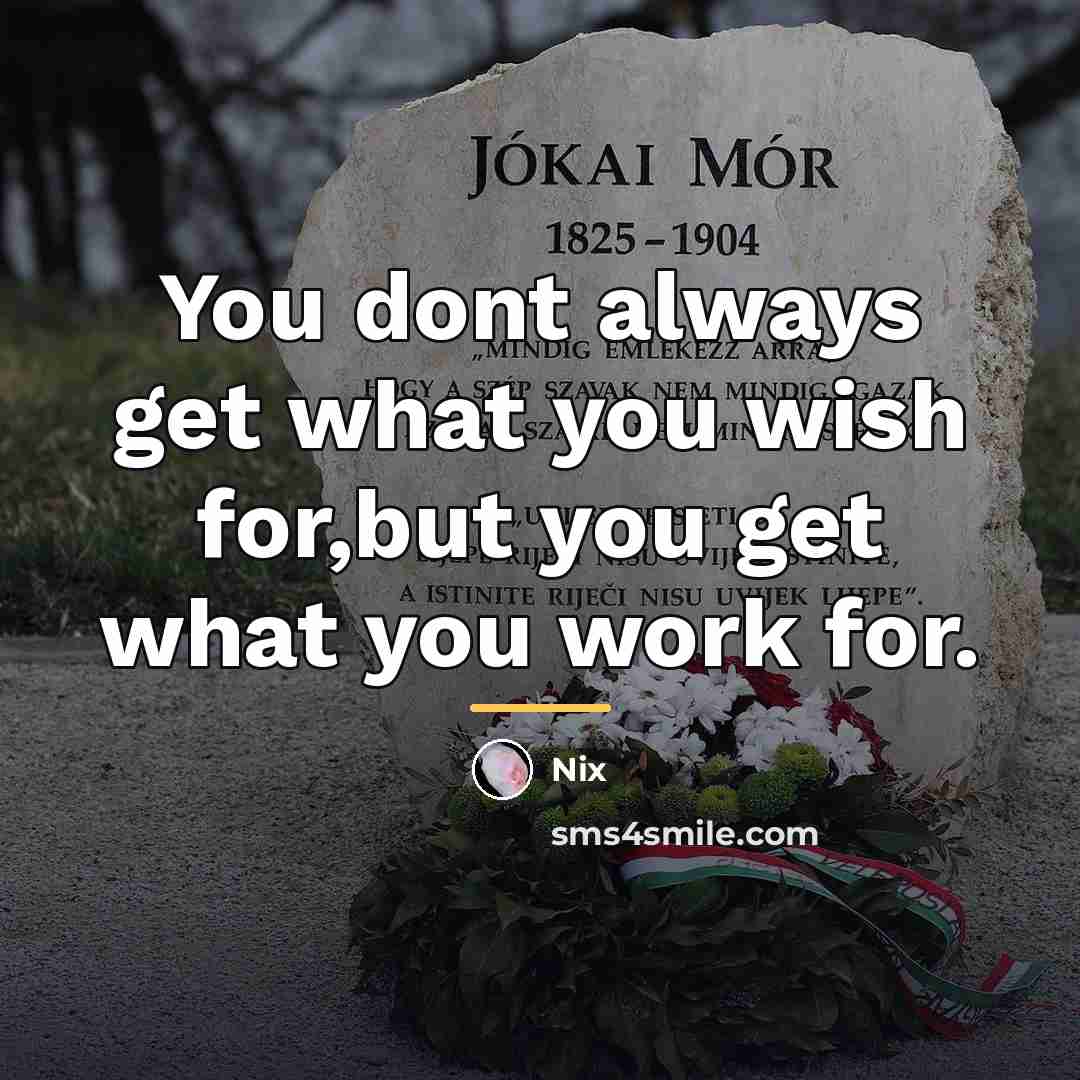 “You dont always get what you wish for,but you get…” quote by Nix