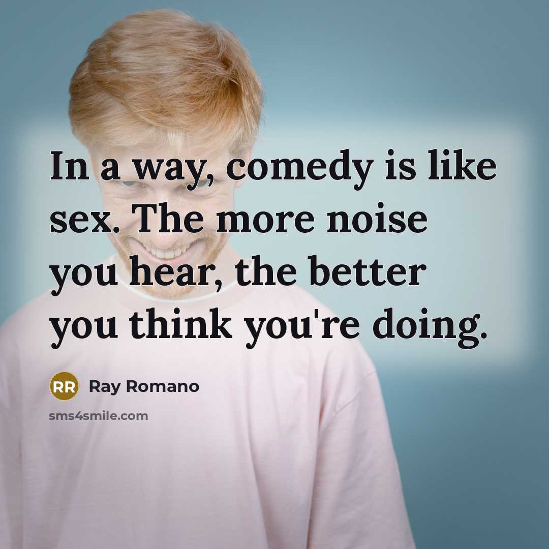 “In a way, comedy is like sex. The more noise…” quote by Ray Romano