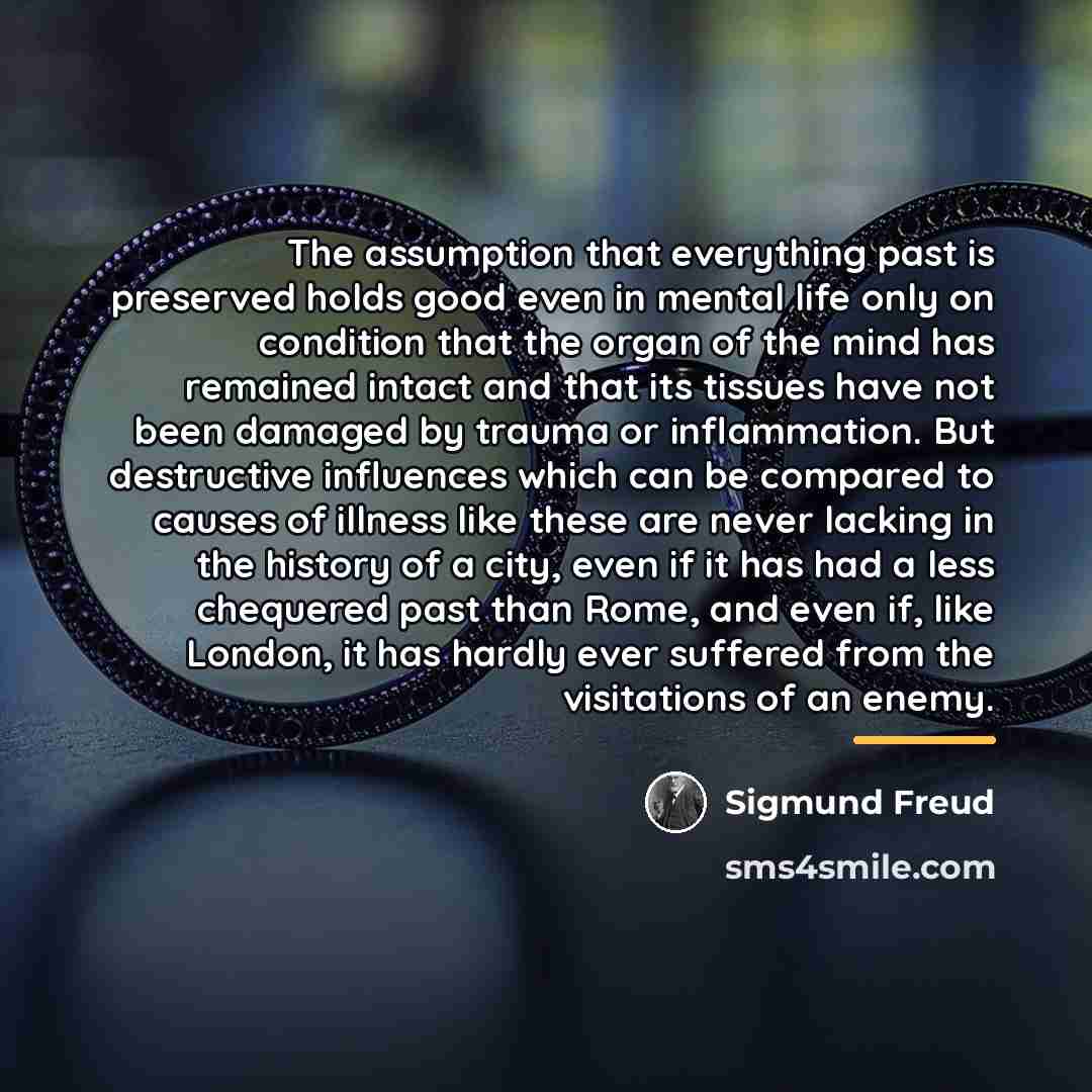“The assumption that everything past is preserved holds good even…” quote by Sigmund Freud