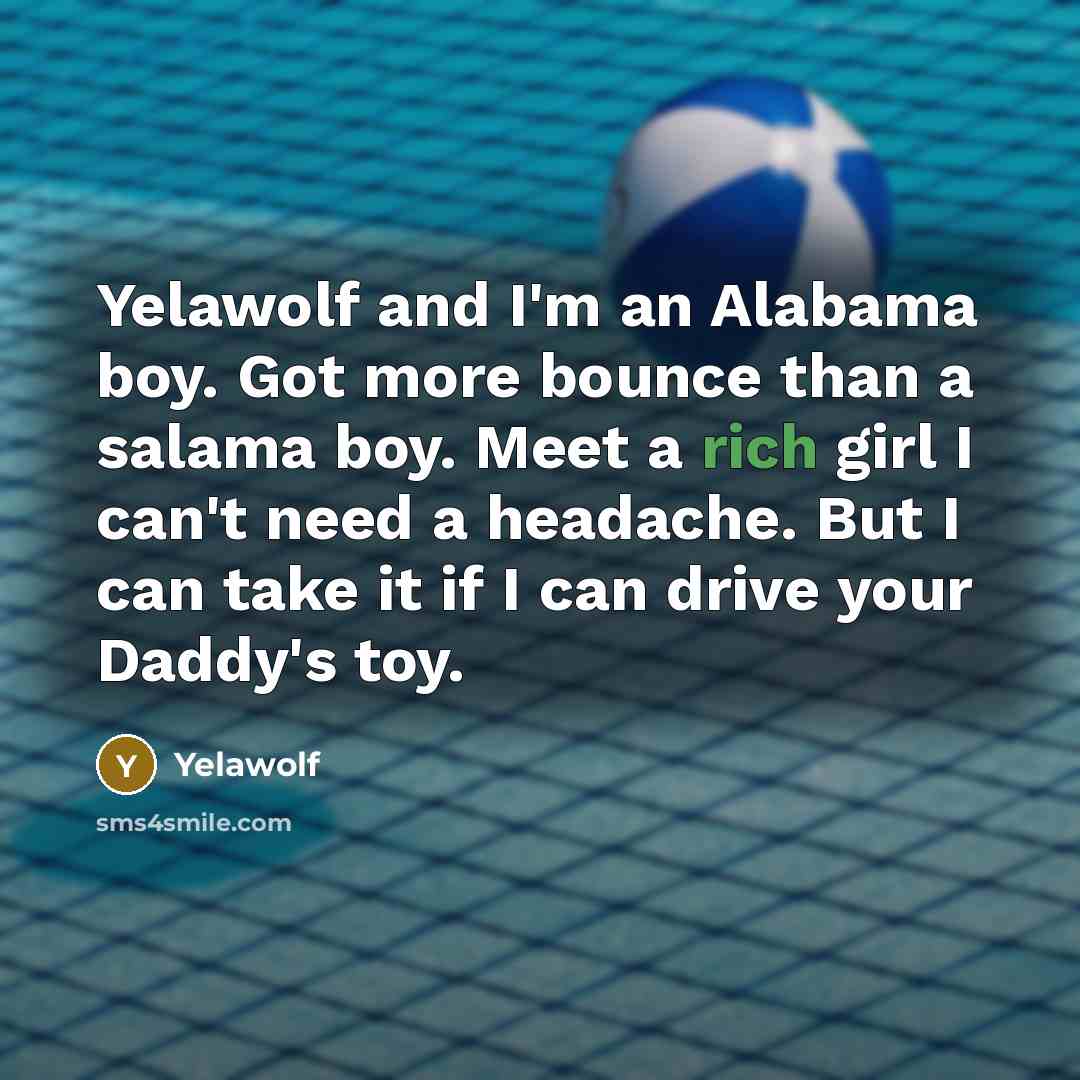 “Yelawolf and I'm an Alabama boy. Got more bounce than a salama boy. Meet a rich girl I can't need a headache. But I can take it if I can drive your Daddy's toy.” quote by Yelawolf