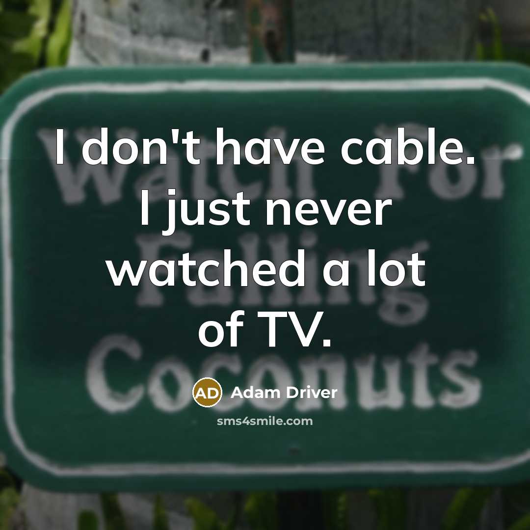 “I don't have cable. I just never watched a lot…” quote by Adam Driver