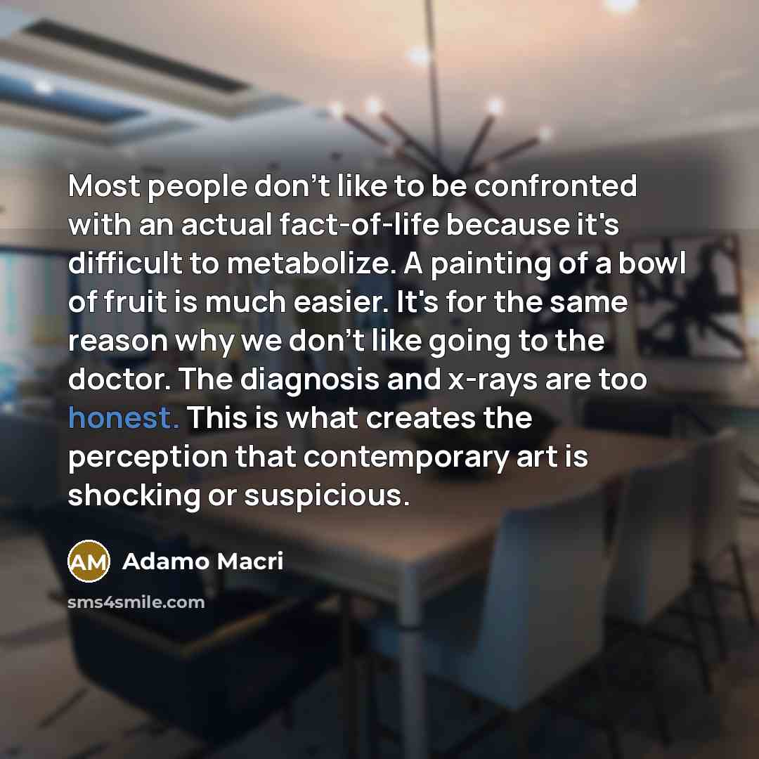 “Most people don't like to be confronted with an actual…” quote by Adamo Macri