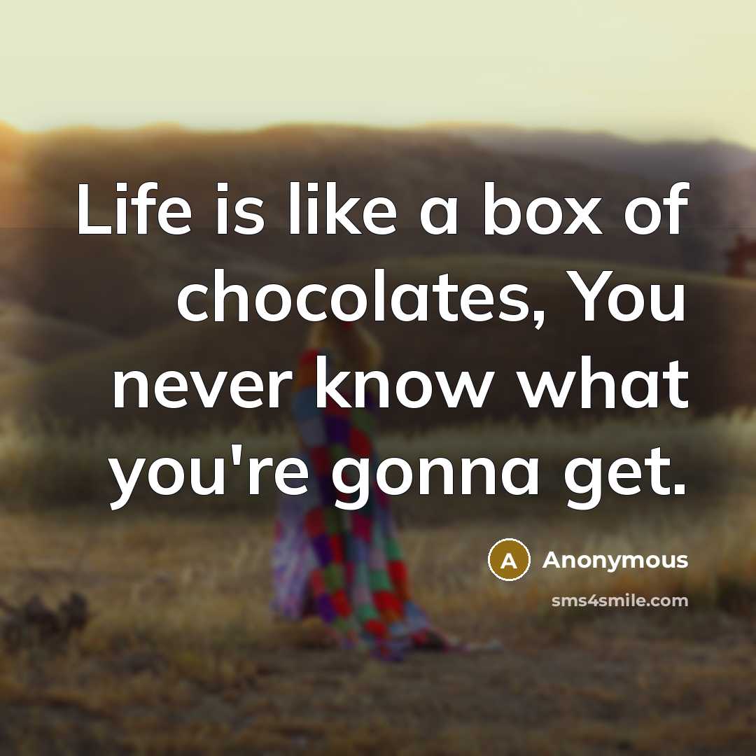 “Life is like a box of chocolates, You never know…” quote by Anonymous