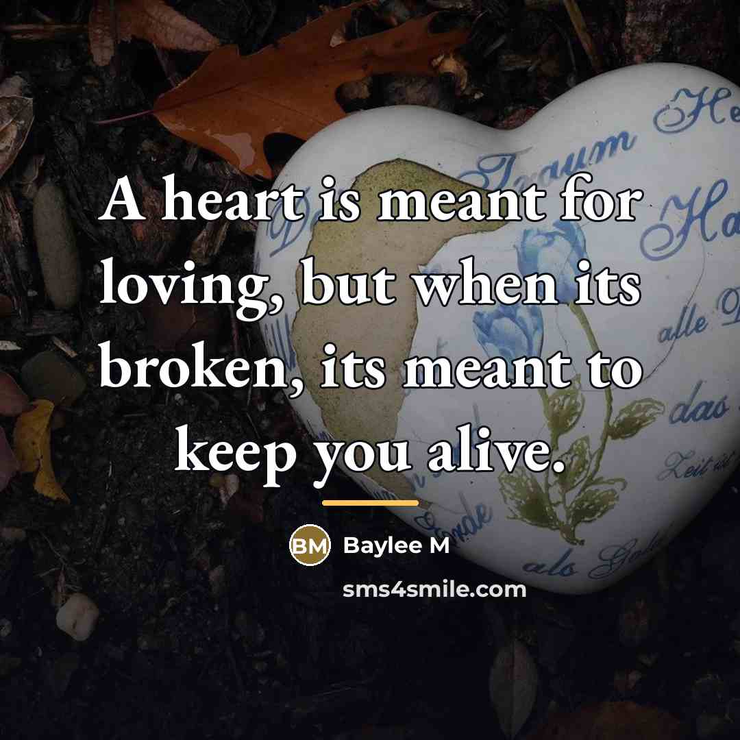 “A heart is meant for loving, but when its broken,…” quote by Baylee M