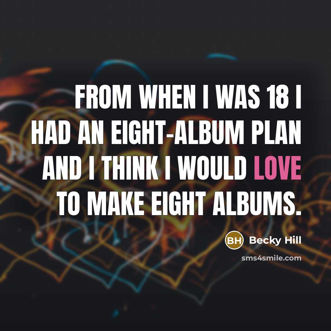 “From when I was 18 I had an eight-album plan…” quote by Becky Hill