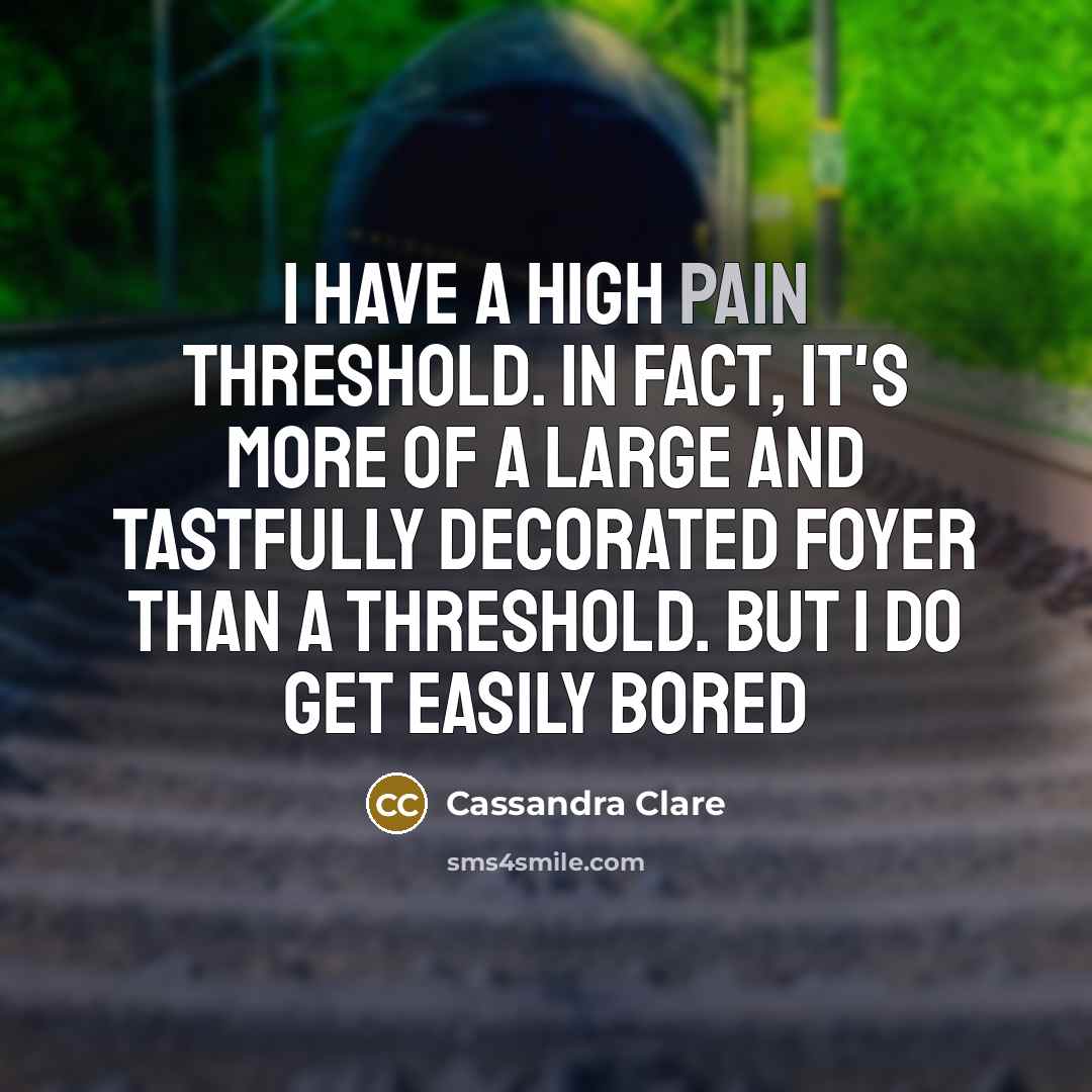 “I have a high pain threshold. In fact, it's more…” quote by Cassandra Clare