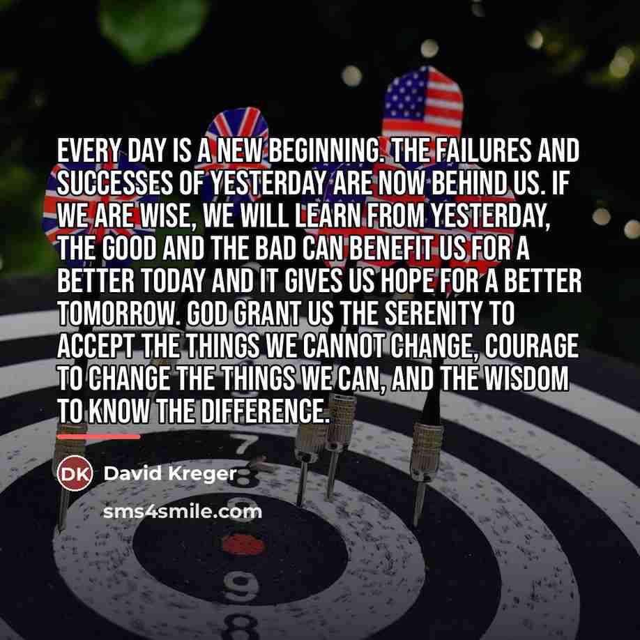 “Every day is a new beginning. The failures and successes…” quote by David Kreger