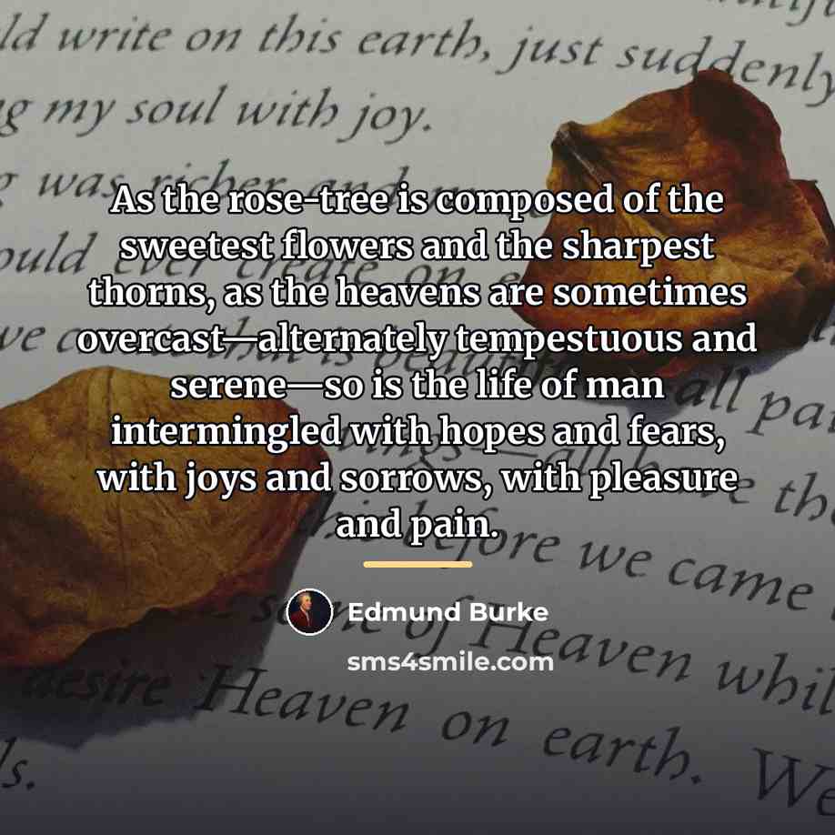 “As the rose-tree is composed of the sweetest flowers and…” quote by Edmund Burke