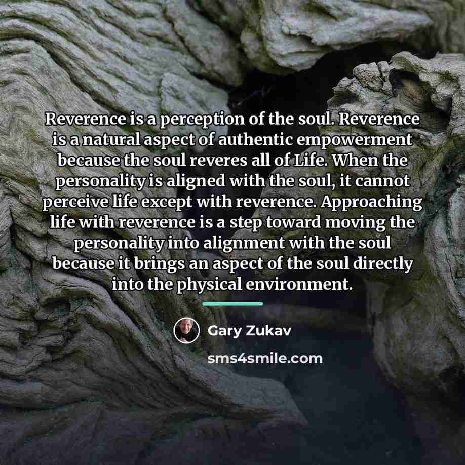 “Reverence is a perception of the soul. Reverence is a…” quote by Gary Zukav