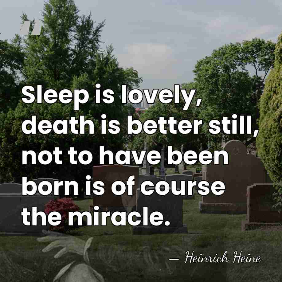 Sleep is lovely, death is better still, not to have been born&hellip; - Heinrich Heine