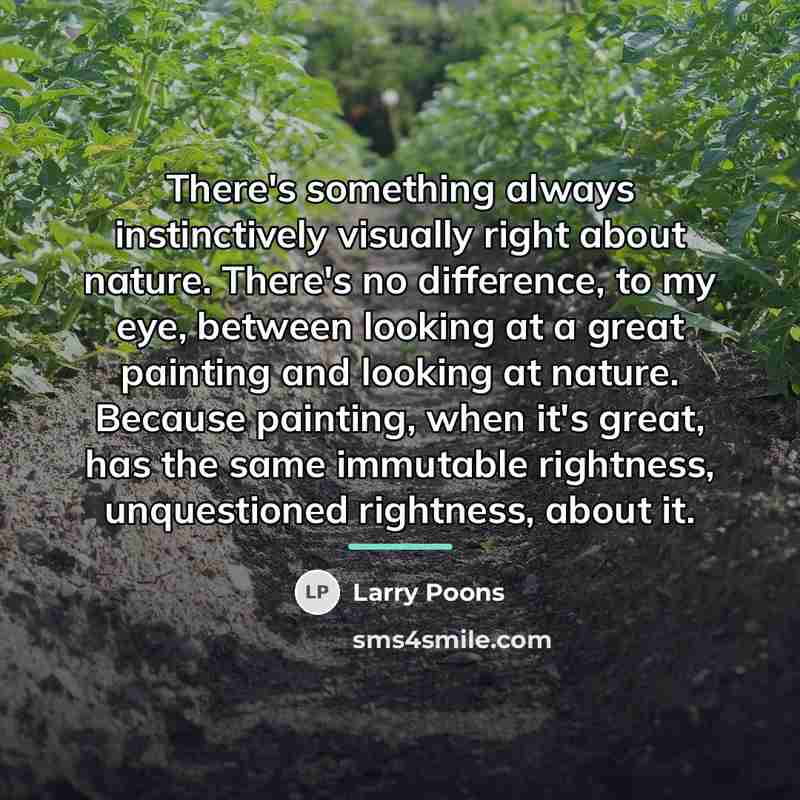 “There's something always instinctively visually right about nature. There's no…” quote by Larry Poons