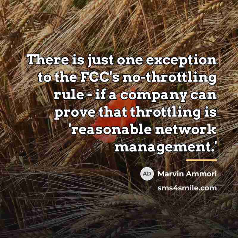 “There is just one exception to the FCC's no-throttling rule…” quote by Marvin Ammori