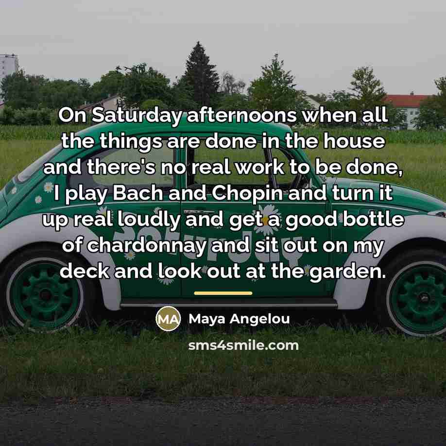 “On Saturday afternoons when all the things are done in…” quote by Maya Angelou
