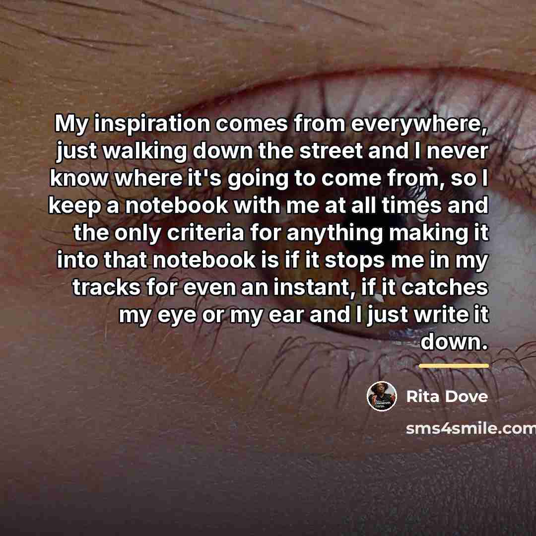 “My inspiration comes from everywhere, just walking down the street…” quote by Rita Dove