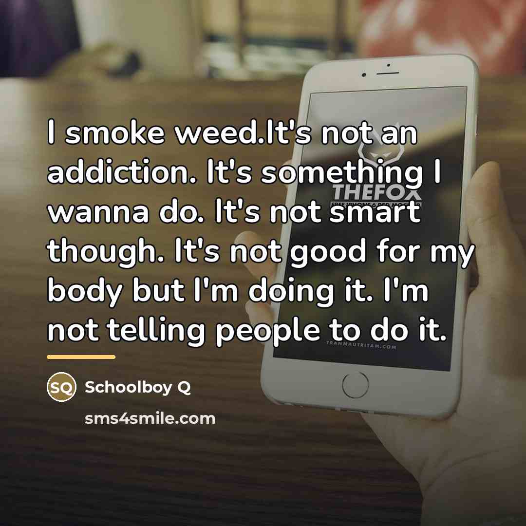“I smoke weed.It's not an addiction. It's something I wanna…” quote by Schoolboy Q