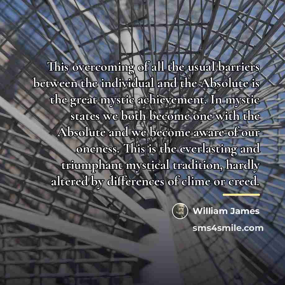 “This overcoming of all the usual barriers between the individual…” quote by William James
