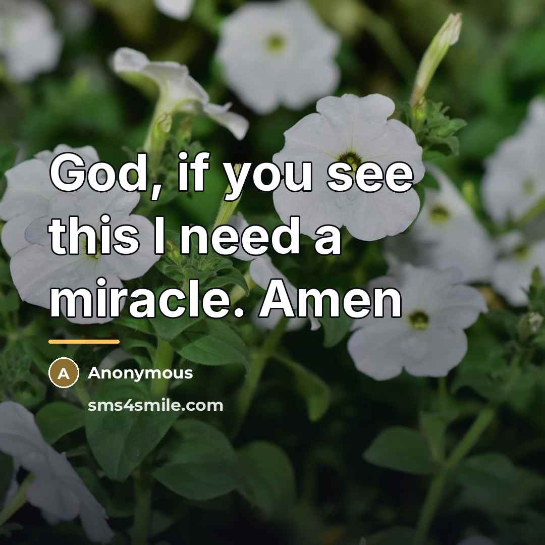 “God, if you see this I need a miracle. Amen…” quote by Anonymous