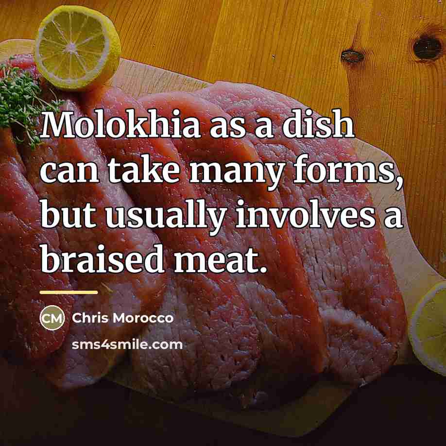 “Molokhia as a dish can take many forms, but usually…” quote by Chris Morocco