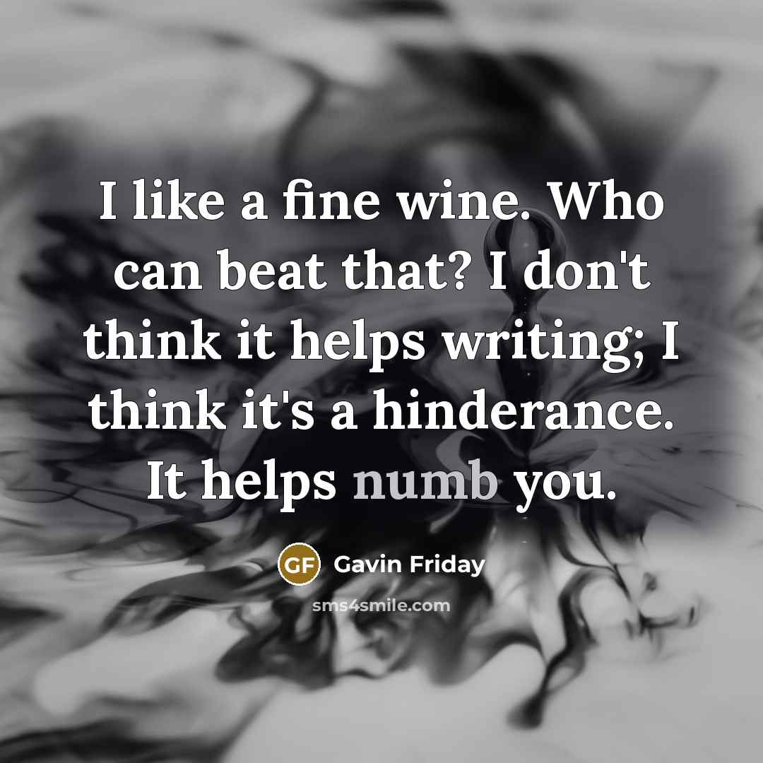 “I like a fine wine. Who can beat that? I…” quote by Gavin Friday