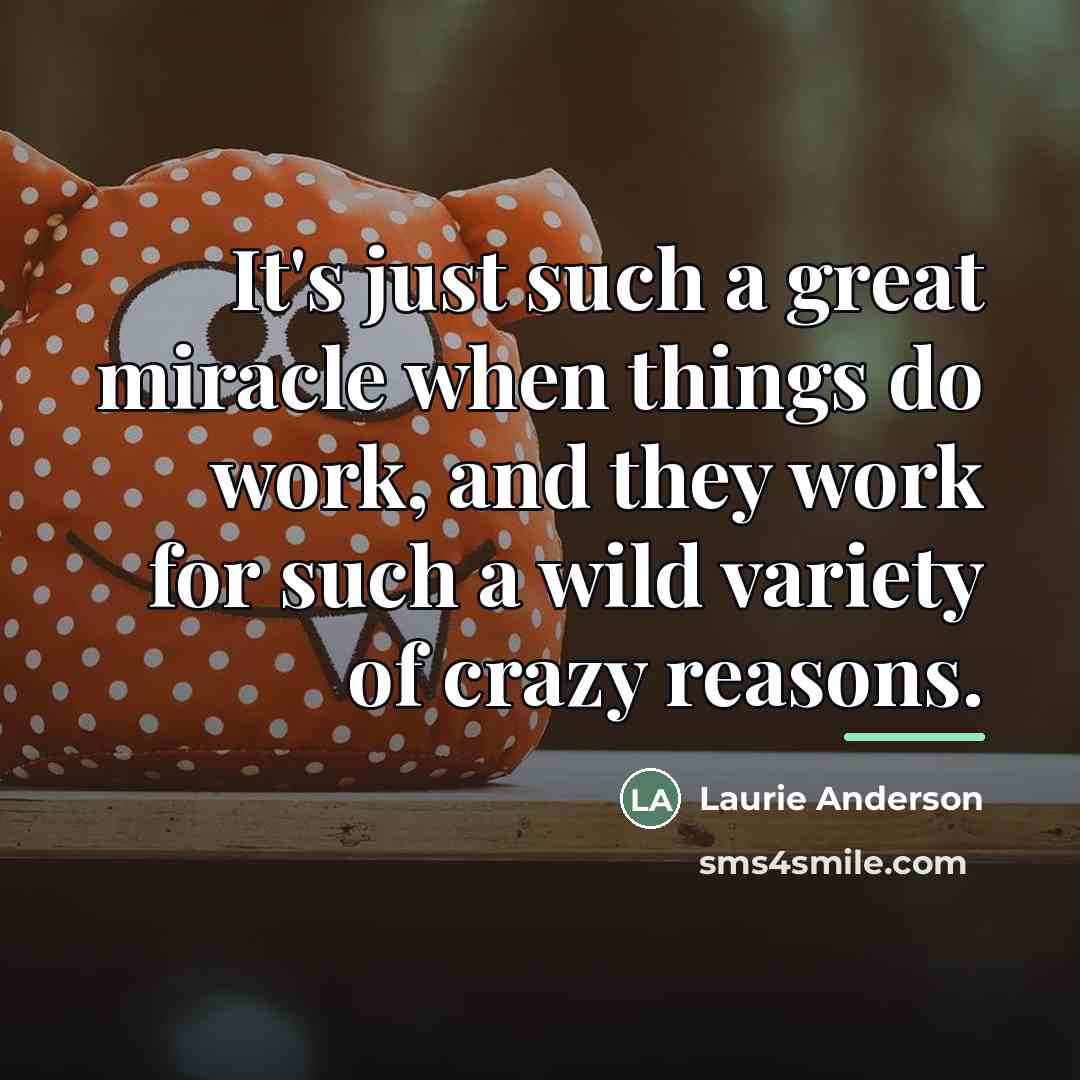 “It's just such a great miracle when things do work,…” quote by Laurie Anderson