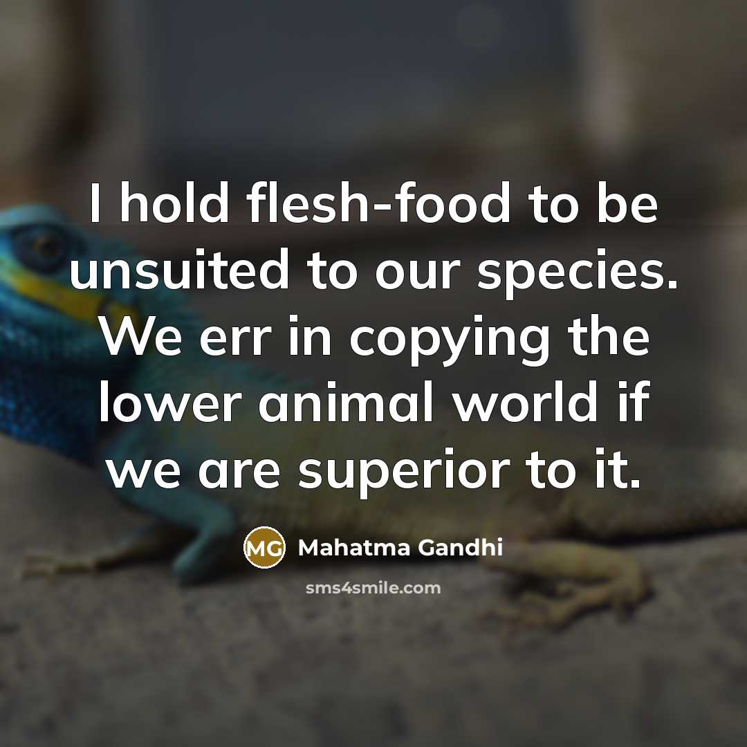“I hold flesh-food to be unsuited to our species. We…” quote by Mahatma Gandhi