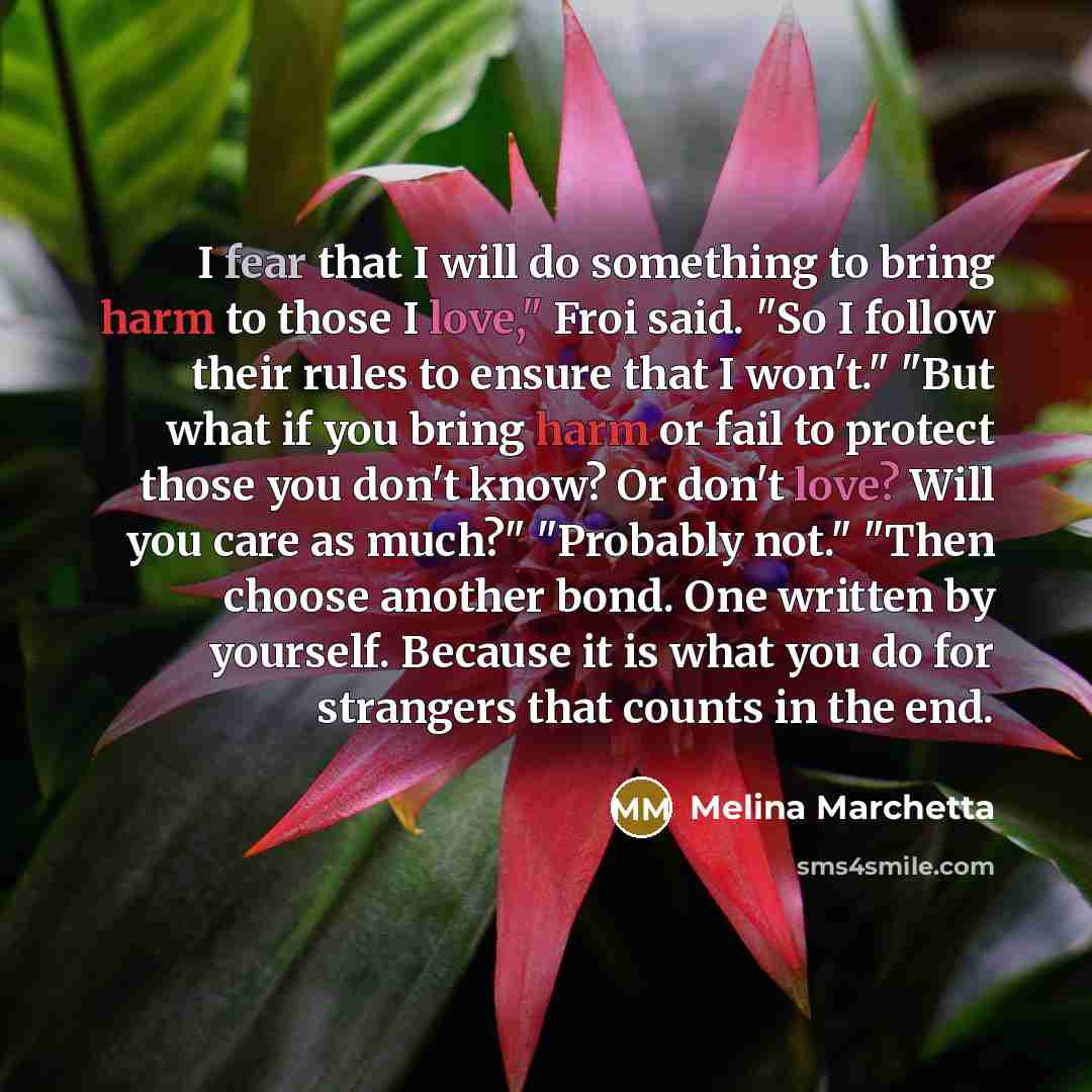 “I fear that I will do something to bring harm…” quote by Melina Marchetta