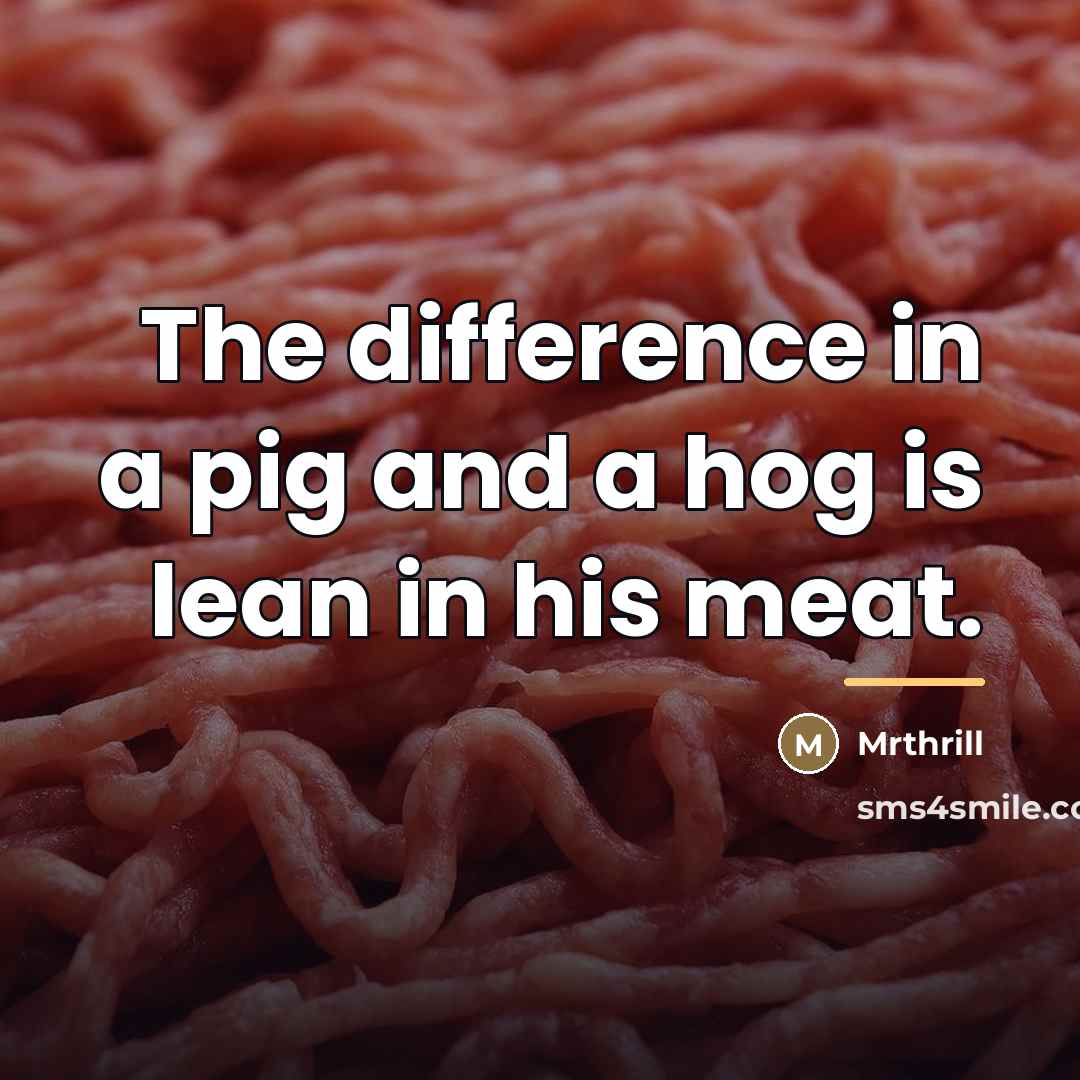 “The difference in a pig and a hog is lean…” quote by Mrthrill
