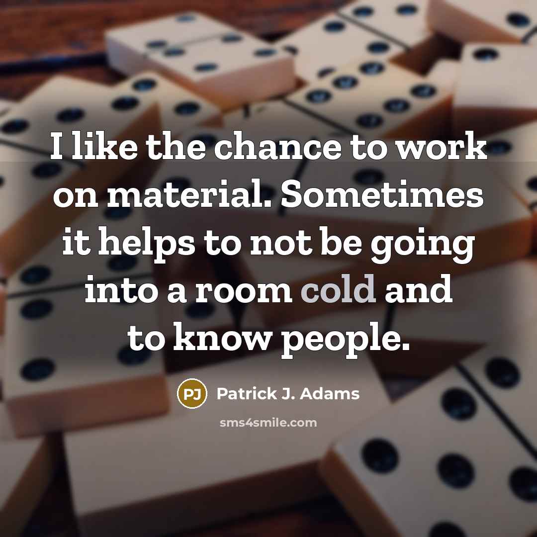 “I like the chance to work on material. Sometimes it…” quote by Patrick J. Adams