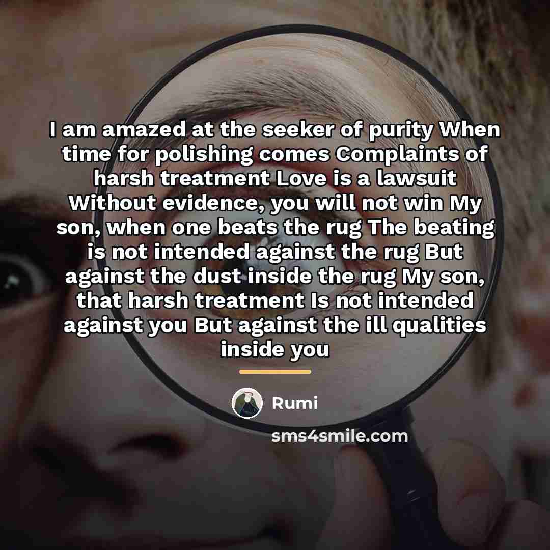 “I am amazed at the seeker of purity When time…” quote by Rumi