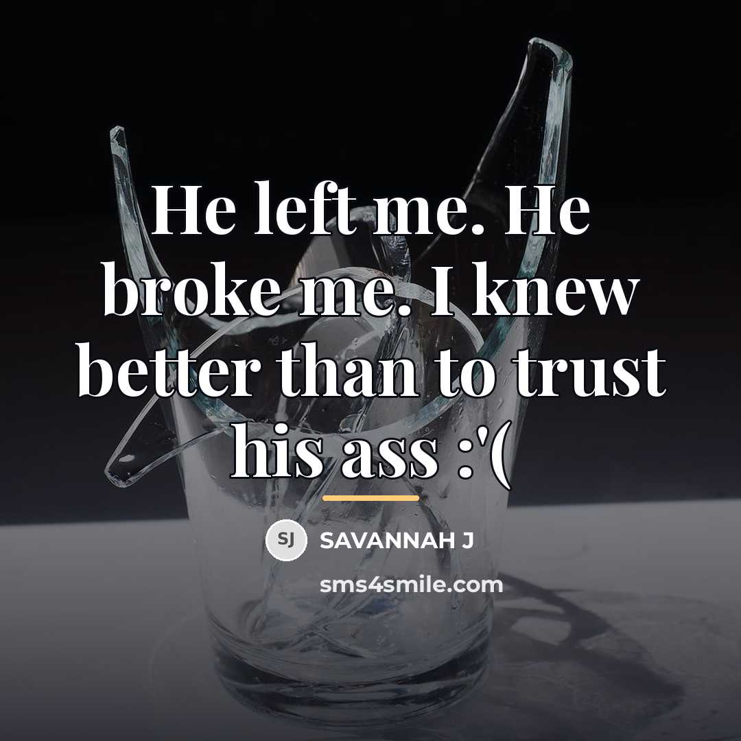 “He left me. He broke me. I knew better than…” quote by Savannah J