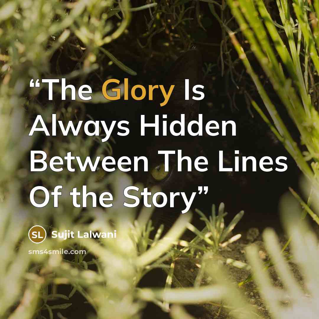 “The Glory Is Always Hidden Between The Lines Of the Story” quote by Sujit Lalwani
