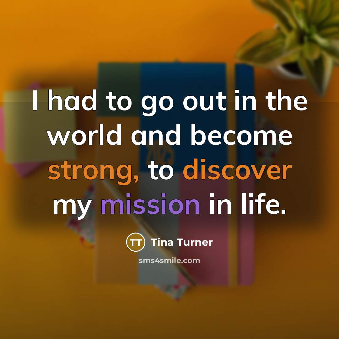 “I had to go out in the world and become…” quote by Tina Turner