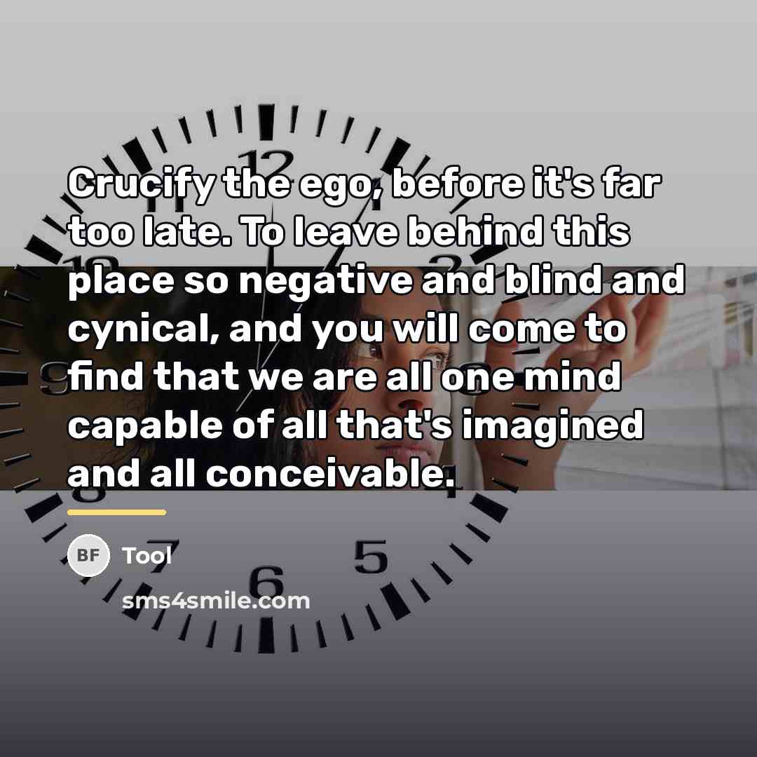 “Crucify the ego, before it's far too late. To leave…” quote by Tool