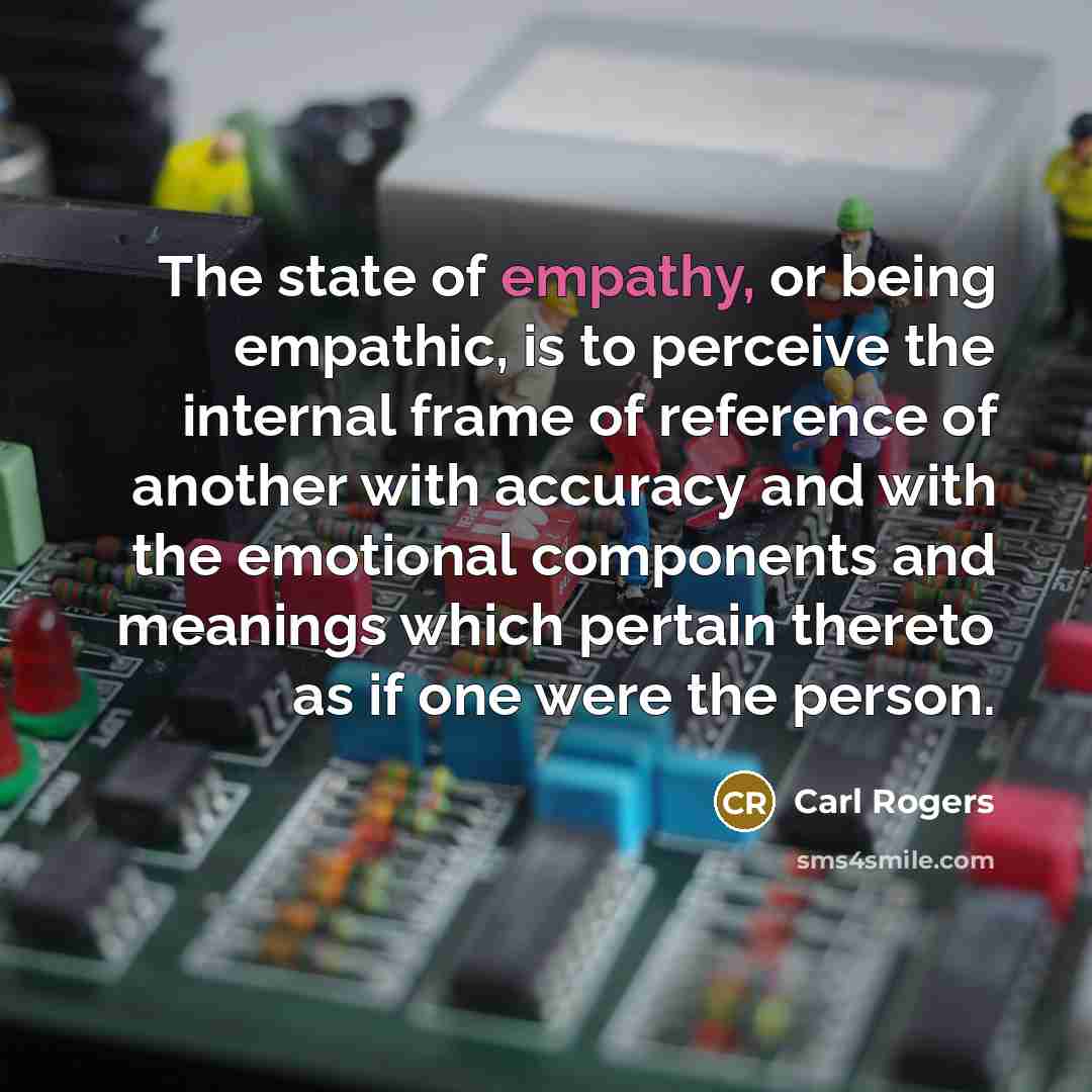 “The state of empathy, or being empathic, is to perceive…” quote by Carl Rogers